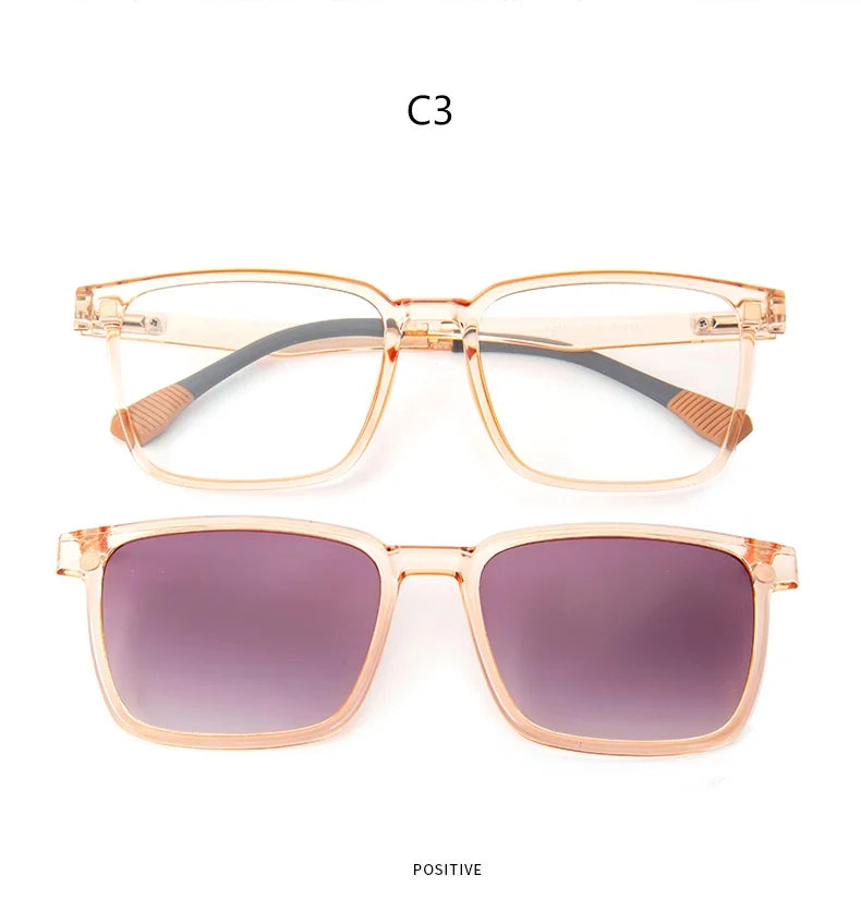 Gradient Men Flip Up Clip on Men Driving Polarized Oversized Optical Myopia Glasses Magnetic Eyeglasses For Women TJ2191