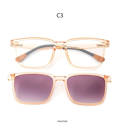 Gradient Men Flip Up Clip on Men Driving Polarized Oversized Optical Myopia Glasses Magnetic Eyeglasses For Women TJ2191