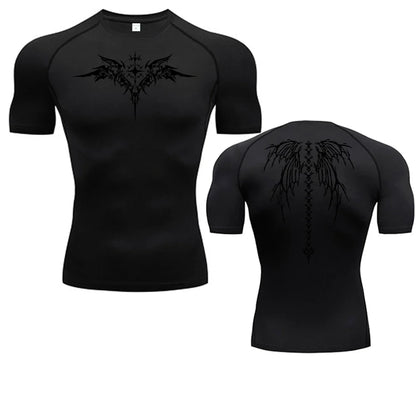 Men's Compression Shirt Anime Print Gym Sport Quick Dry Gym TShirts Fitness Athletic Undershirts Elasticity Tops Tee Summer Male
