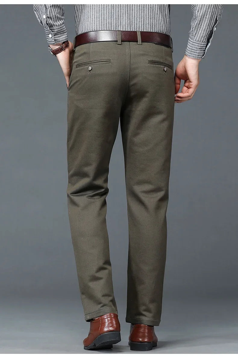6 Colors Male Autumn Winter Casual Pants Chic Straight Formal Office Luxury Trousers Fashion Elastic Men Business Suit Pants