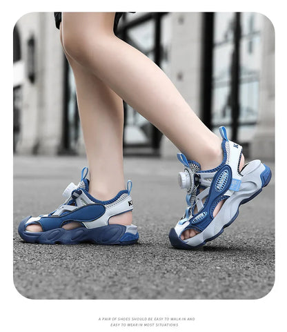 Summer Breathable Children's Sandals 5-16Y Boys' Fashion Beach Water Shoes Non Slip Outdoor Soft Bottom Sports Sandal Shading