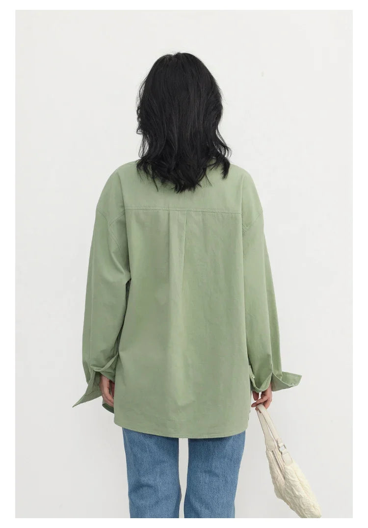 Korean Women's Long-sleeved Shirt Loose Woman Tops Fashion Woman Blouse Office Lady Coat 2025 Spring Autumn Clothing