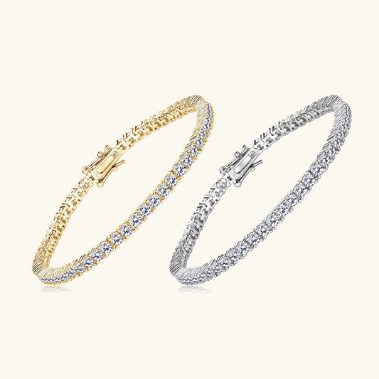 Bracelet de tennis en moissanite 3 mm D VVS1 en argent sterling 925 plaqué or blanc 18 carats pour femme