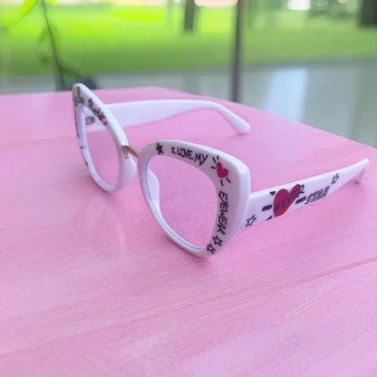 Ins 2025 New Hand-drawn Graffiti Sunglasses Unique Text Personality Fashion Sun Glasses Women Men Cat Eye Gafas De Sol UV400