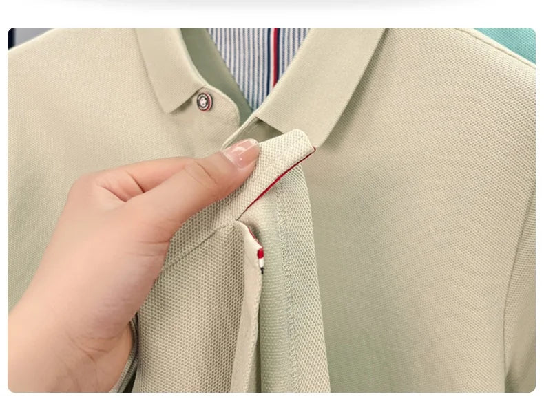 100% pure cotton high-end short sleeve polo shirt men's summer fashion new breathable Korean business casual golf brand T-shirt