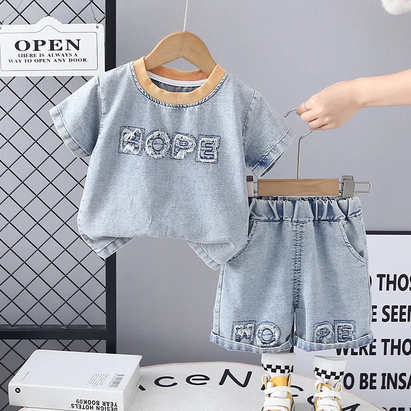 New Summer Baby Boys Clothes Suit Children Outfits Fashion Solid Shirt Shorts 2Pcs/Sets Toddler Casual Costume Kids Tracksuits