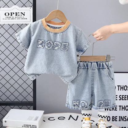 New Summer Baby Boys Clothes Suit Children Outfits Fashion Solid Shirt Shorts 2Pcs/Sets Toddler Casual Costume Kids Tracksuits