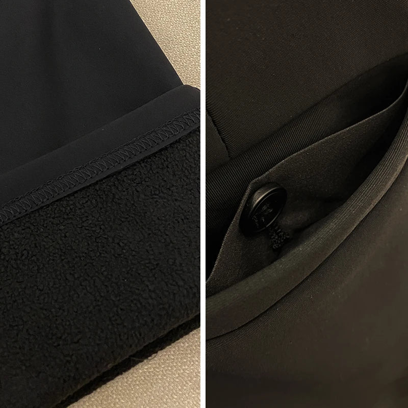 2025 Autumn Winter New With Velvet Warm Casual Pants High Quality Slim Fit Men's Formal Business Office Social Solid Trousers