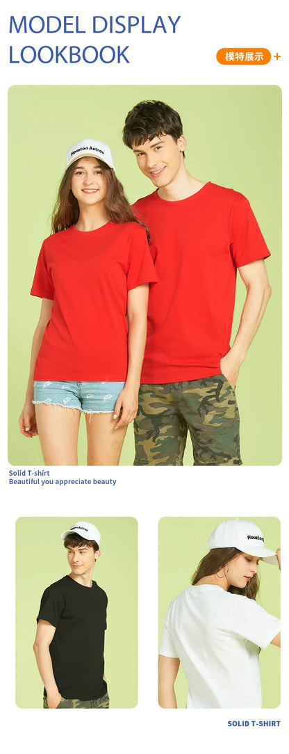 6.7oz 190grams Combed Cotton Tees Tshirts Mens Solid Tops Woman Male Custom Team Uniform Class Clothes Summer Customization