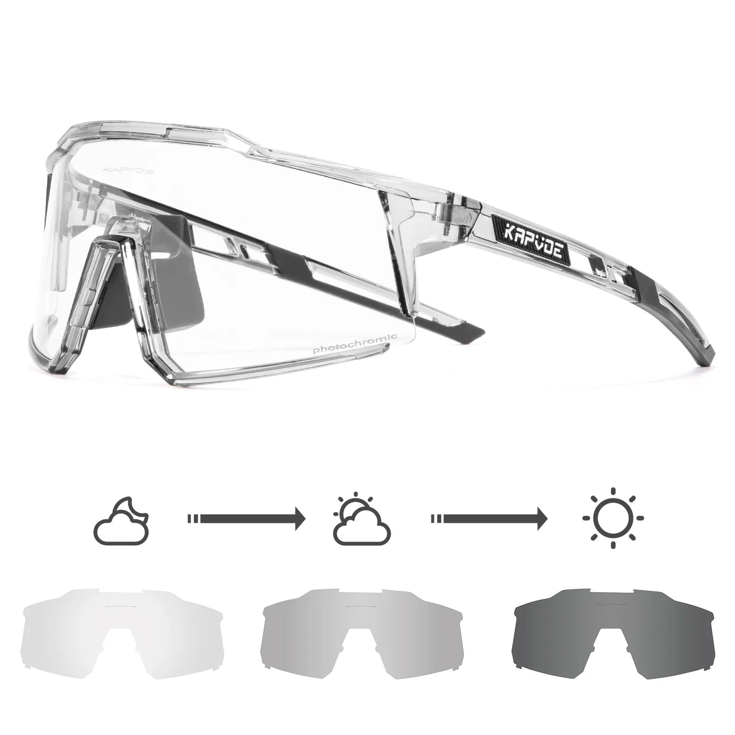 Photochromic Cycling Glasses UV400 MTB Clear Mountain Bike Transition Bicycle Sunglasses for Men Women Sports Eyewear