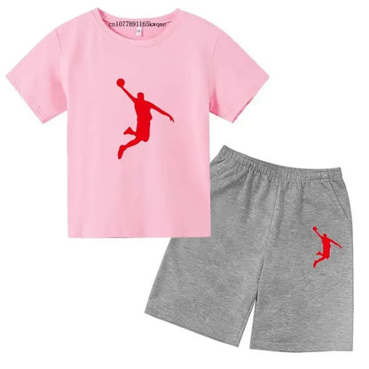 Basketball Idol Print Kids Summer Casual 2pcs T-shirts+Pants Sports Suits 3-13 Years Boys Girls Leisure Outfits Children Clothes