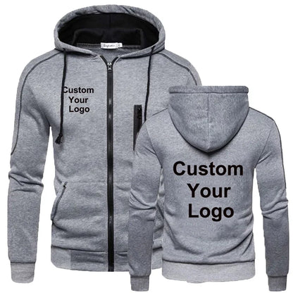 Men's customized your name picture jacket men's fashion autumn and winter jacket sweatshirt casual long-sleeved hoodie zipper ho