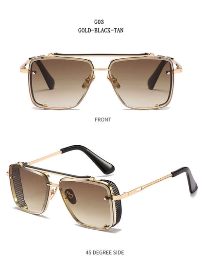 Metal Punk Sunglasses For Men Vintage Square Fashion Glasses 2024 Vacation Sunglasses Women Trendy Gafas De Sol Hombre Zonnebril