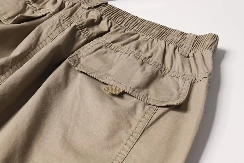 Men Cargo Trousers Casual Pants Straight Leg Work Pants Men Spring Summer Cotton Loose Casual Cargo Overalls Male Multi Pockets