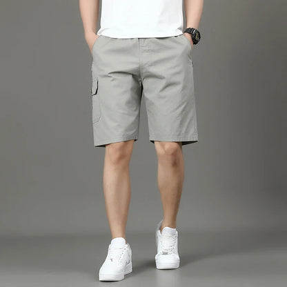 Summer new men's work shorts pocket zip trend versatile casual trousers five work trousers