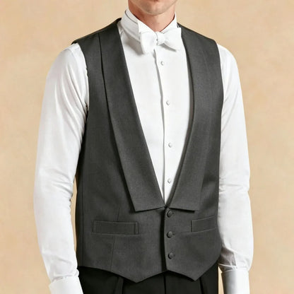 Men Vest White Single Button Solid With Lapel Waistcoat For Wedding Banquet Party Business Work Casual Daily Men Suit Vest