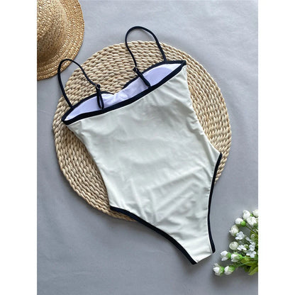 2025 New Sexy Splicing High Leg Cut Women Swimwear One Piece Swimsuit Female Monokini Padded Bather Bathing Suit Swim K5622