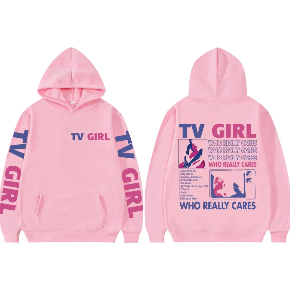 Pop Band TV Girl Who Really Cares Album Print  Hoodies Rock Hip Hop Hooded Sweatshirts Men Women Clothing Y2k Fashion Pullovers