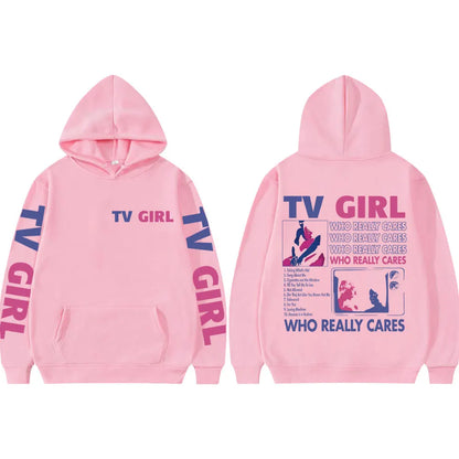 Pop Band TV Girl Who Really Cares Album Print  Hoodies Rock Hip Hop Hooded Sweatshirts Men Women Clothing Y2k Fashion Pullovers
