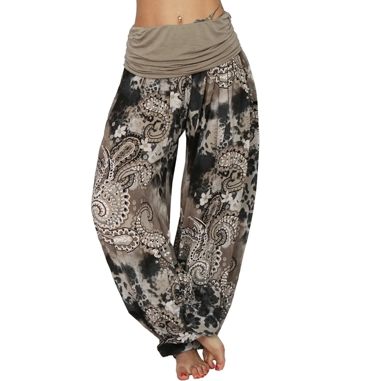 Plus Size 1XL-8XL Woman‘s Fashion  Multi-color Digital Printed Harem Pants Trousers Ladies Long Leg Wide Leg Pants Pants