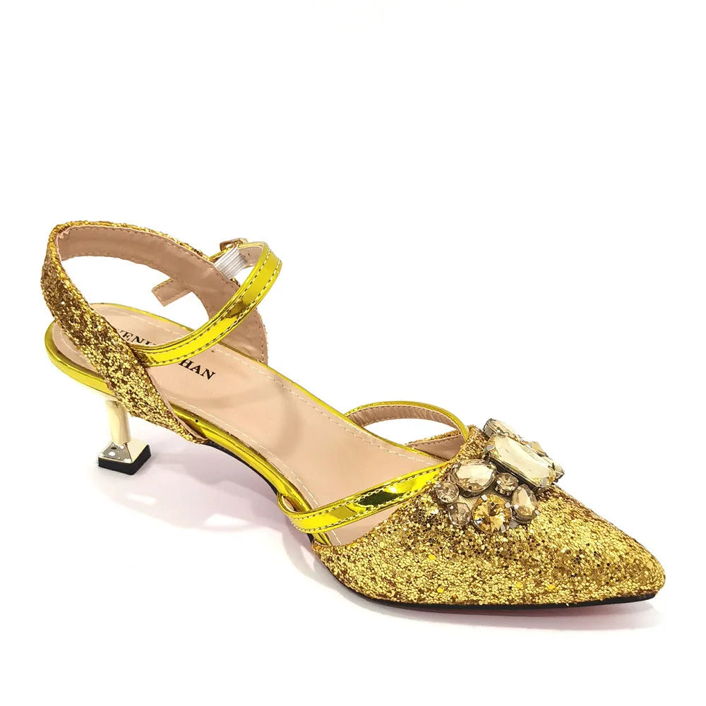 2022 Nigerian Fashionable Silver Color Peep Toe Shoes Matching Bag Set For Royal Ladies Wedding Party Sandal
