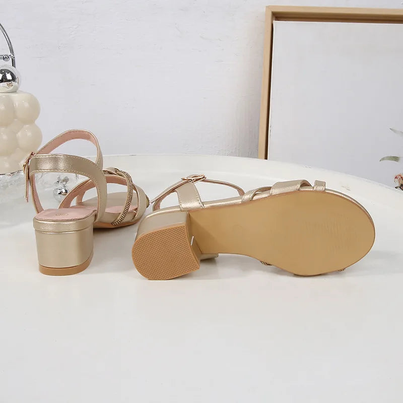 Children's Sandals 2024 Summer New Kids' Crystal High Heels Soft Sole Casual Fashion Girls' Princess Shoes 3-10 Years Old
