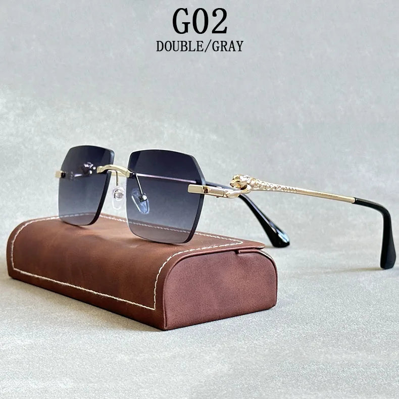 Rimless Sunglasses Women 2024 Luxe Vintage Designer Sunglasses For Men Retro Fashion Glasses De Sol Mujer Lunette Soleil Femme