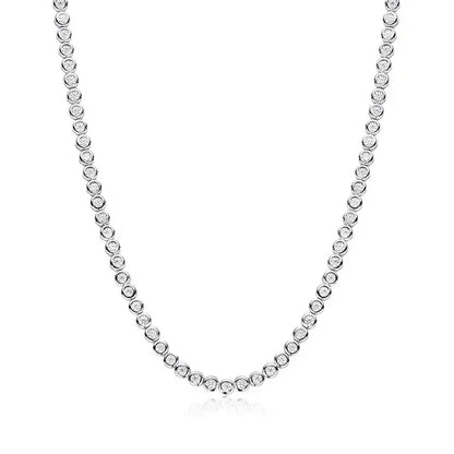 3mm Round Bubble Moissanite Tennis Necklace Bracelets Bezel Setting 925 Silver D Color Diamond Neck Chain Chokers for Women