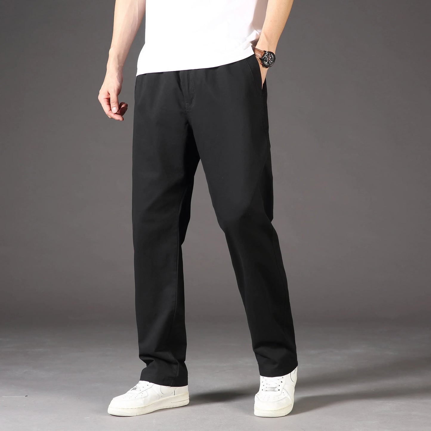 Men's 100% Cotton Cargo Pants Multi-pocket Elastic Waist Pants Big and Tall Mens Trousers Loose Fit Gym Sports Men's Pants