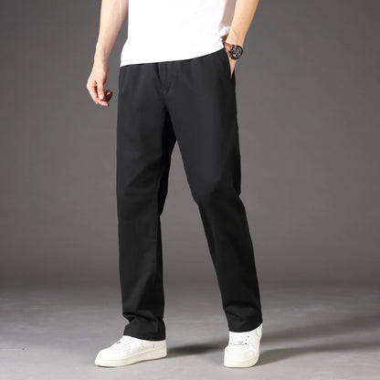 Men's 100% Cotton Cargo Pants Multi-pocket Elastic Waist Pants Big and Tall Mens Trousers Loose Fit Gym Sports Men's Pants