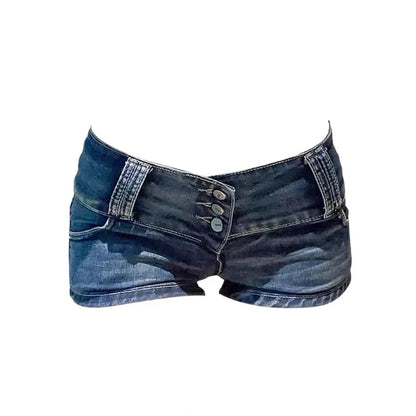 Y2k Streetwear Harajuku E-girl Summer Women 2000s Grunge Kpop Japanese Gyaru Low Rise Jean Shorts Slim Denim Hot Pants Trashy