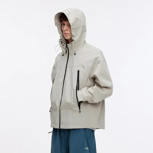 Jacket Men Outdoor Sport Loose Hooded Patchwork Mesh 2025 Autumn Textured Top Menswear Clothing Jackets