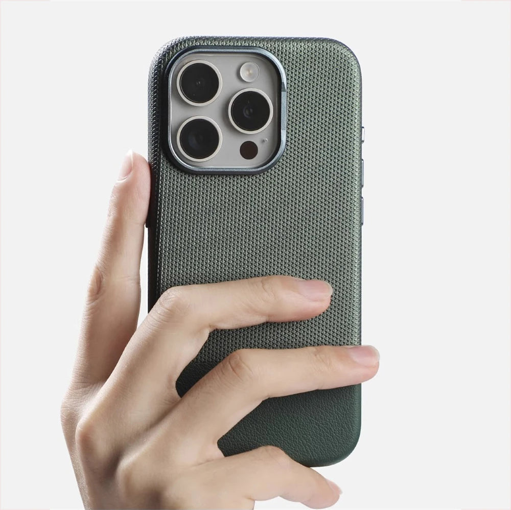 Luxury Business Hit Color Relief Leather Magnetic Case For iPhone 17 Air 16 15 14 13 Pro Max MagSafe Shockproof Alloy Lens Cover