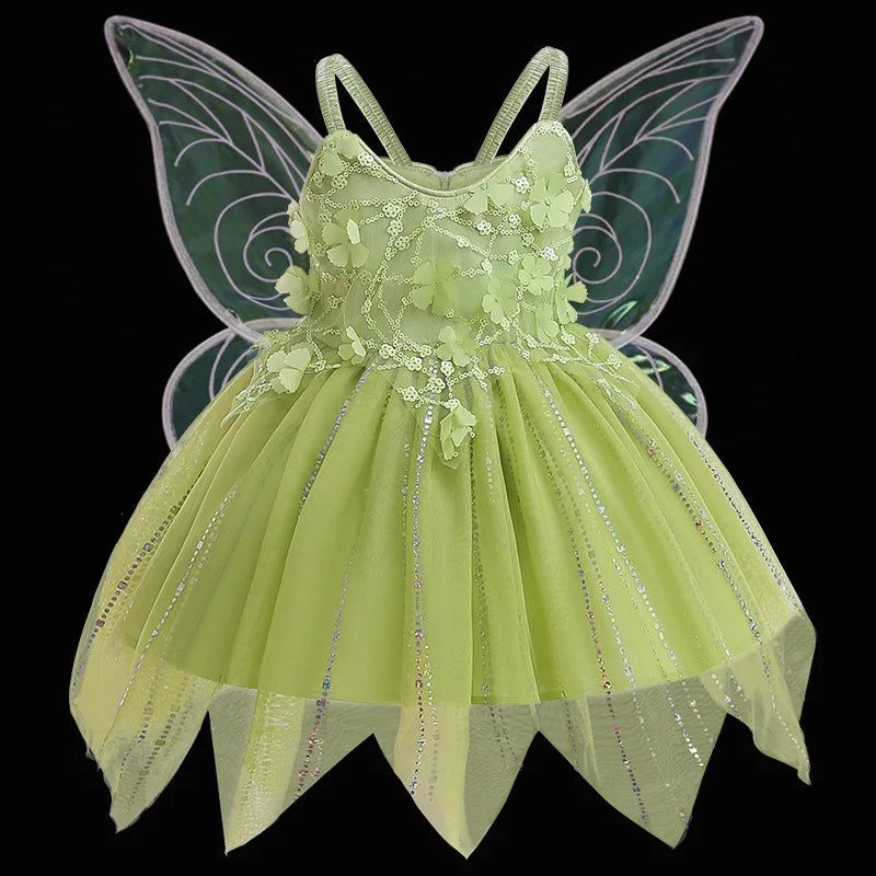 Children Fancy Girls Elf Cosplay Fairy Princess Dress For Kids Carnival Birthday Party Gift Halloween Christmas Dress Up Costume