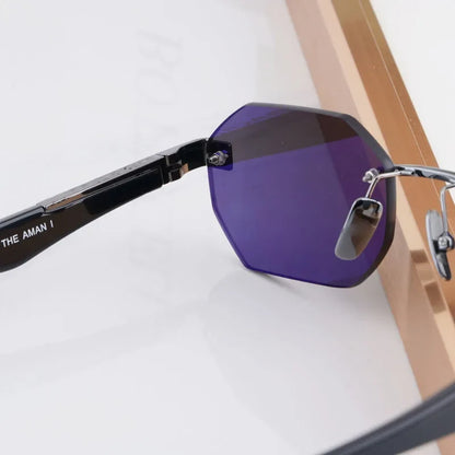 Designer Rimless Sunglasses THE AMAN I Irregular for Men Women Alloy Luxury Germany Brand Design High Quality UV400 with Case