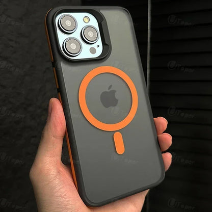 New Bicolor Matte Frosted Magnetic Phone Case For iPhone 17 16 15 14 Plus Pro Max Translucent Shockproof Hard Cover