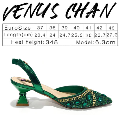 New Itlian Design Blue Color Rhinestone High Heel Shoe And Bag Fashion Style Pointed-Toe Shoes For Comfort Included Women Shoes