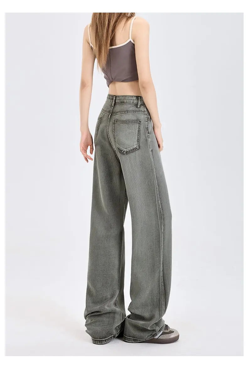Woman Jeans 100% Lyocell Breathable Denim Wide Leg Towel Sweep drape loose 2025 Summer ice silk Baggy Famale Denim Pants 5 Color