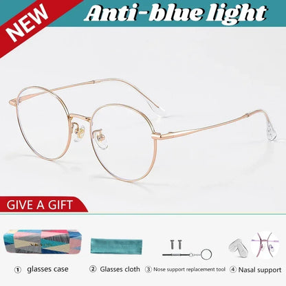 High Quality Round Ultra-light ALL Titanium Eyeglass Frames Women Myopia  Prescription Eyewear Reading Glasses 30821
