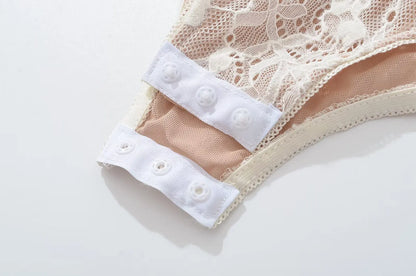 Sexy See Through Lace With Lining Backless Spaghetti Strap Bodysuit Woman Sling Tight Short Jumpsuit Slim Fit Rompers Playsuits