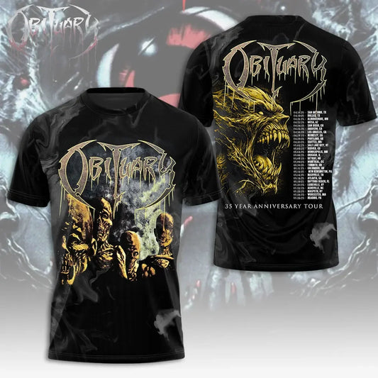 Classic Rock Obituary Album 3D Print T-shirt Summer Unisex Streetwear Men Women Hip Hop Trend Short Sleeve Tee Oversized Y2k Top