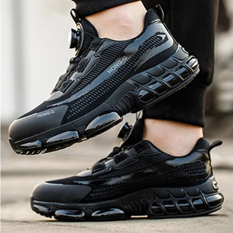 Rotating Button Safety Shoes Men Anti-smash Anti-puncture Work Shoes Fashion Men Safety Sport Shoes Security Protective BootsMen