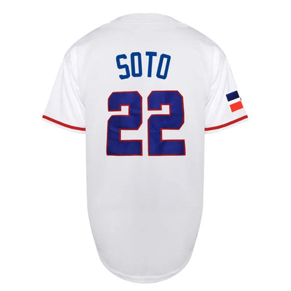 Men's 22 Dominicana Baseball Jerseys 90s Hip Hop Button Down Baseball Shirts for Party Stitched