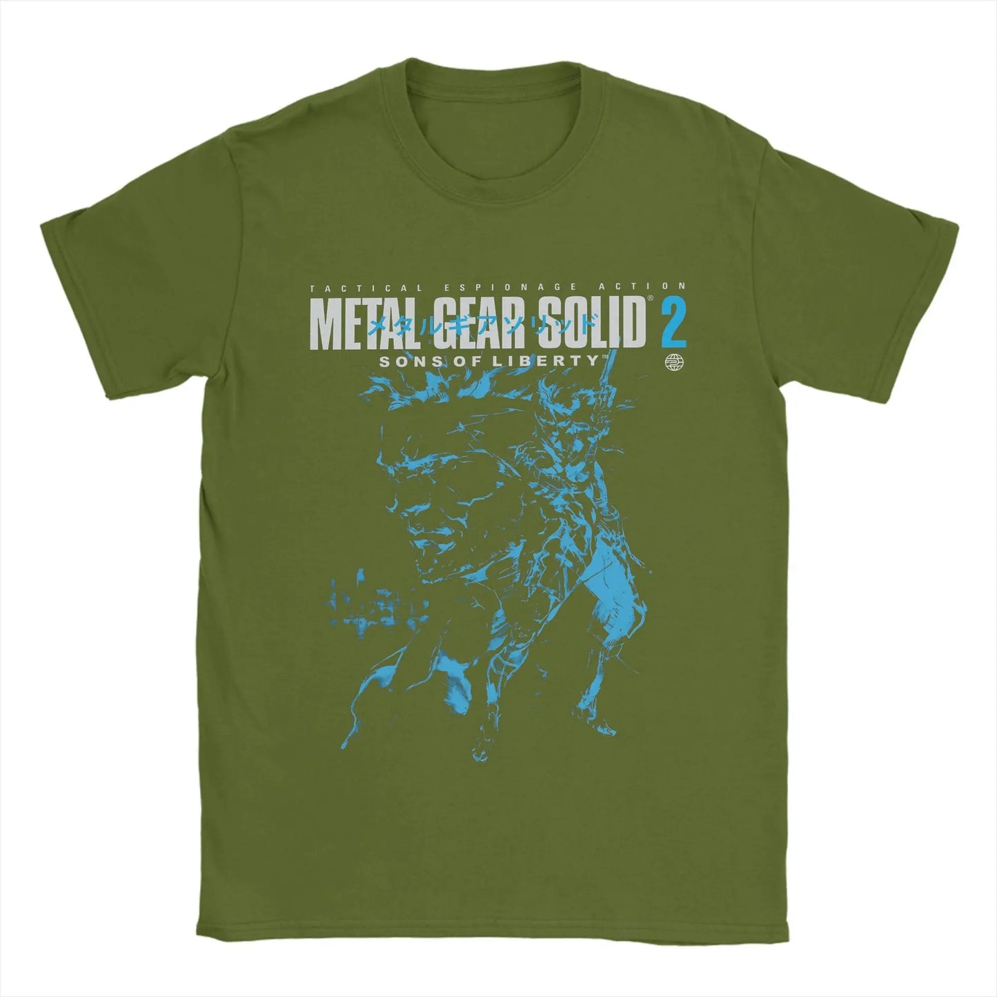 Men T-Shirts Metal Gear Solid 2 Vintage Pure Cotton Tee Shirt Short Sleeve Snake and Raiden Cover T Shirts  Collar Tops Unique