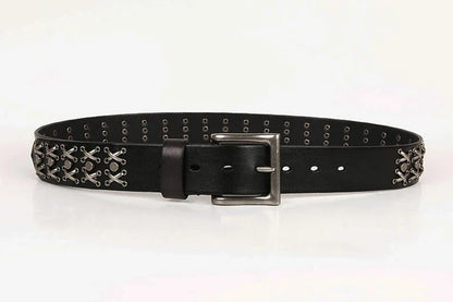 3.8CM Cowboy Punk Belt Real Genuine Leather Men Belt Metal Stud Rivet Jeans Belts For Men Strap Ceinture Homme Male Strap