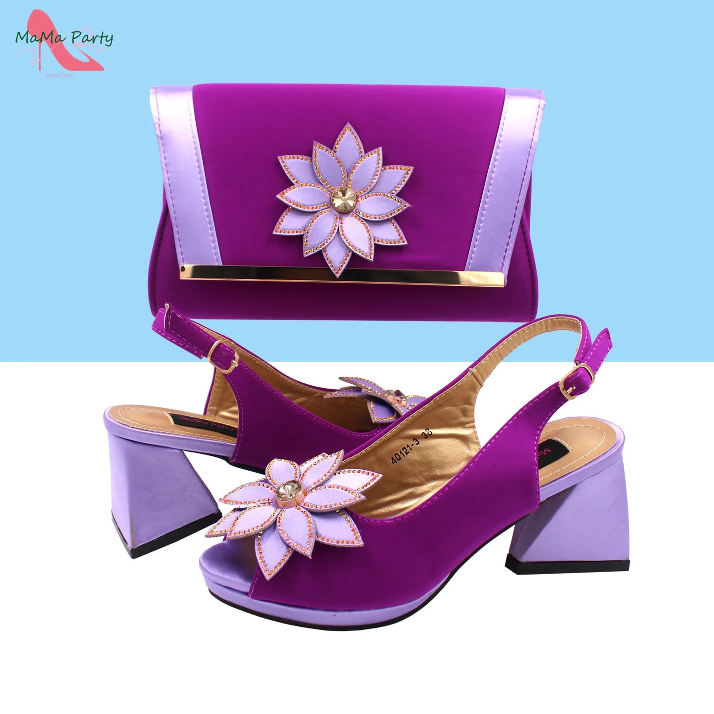2024 New Arrivals Fashion Italian Design African Shoes and Bag to Match Comfortable Square Heels for Party in Fuchsia Color