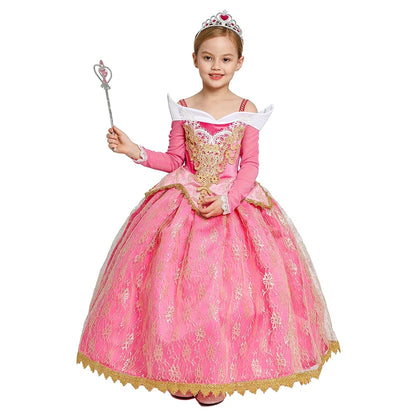 Girls Sleeping Beauty Aurora Cosplay Princess Dress Kids Rapunzel Frozen Elsa Cinderella Costume Party Clothing 2-10Years