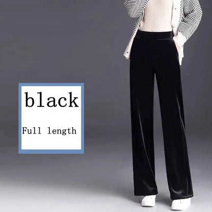 Women's pants with many reviews flared pants ice silk pants wide leg pants, high waisted blue loose straight leg pants 6XL