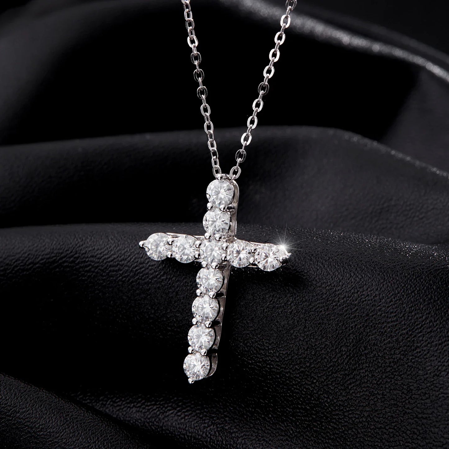 D Color Moissanite Necklace 925 Sterling Silver Exquisite Cross Link Chain Pendant Necklace For Women Fine Jewelry Gift
