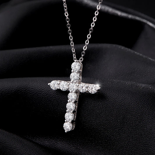 D Color Moissanite Necklace 925 Sterling Silver Exquisite Cross Link Chain Pendant Necklace For Women Fine Jewelry Gift
